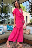 Sandbar Linen Blend Drape Front Cap Sleeve Gilet Watermelon